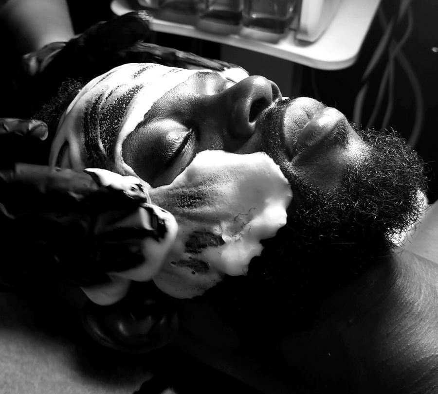 A member during a facial